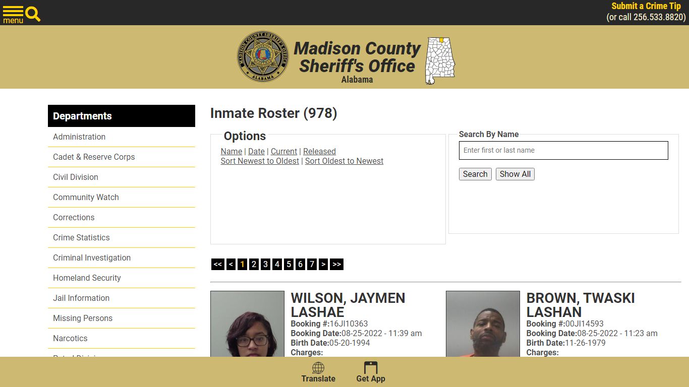 Inmate Roster - Current Inmates Booking Date Descending - Madison ...